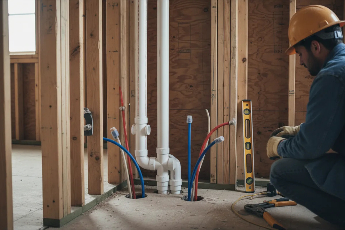 Drain and supply rough-in during Leak Detection in Calvert City